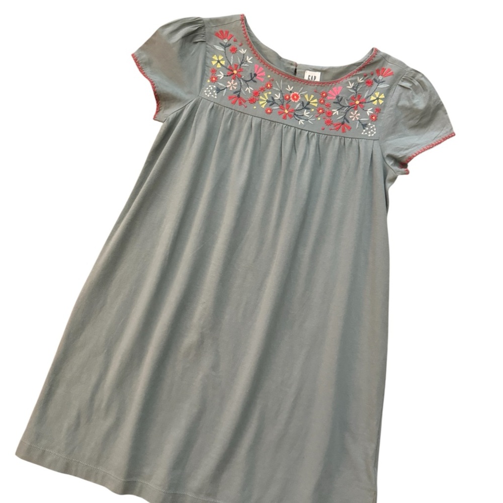 Floral Embroidered Kids Dress - Green